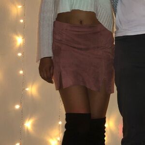 Pink Suede Mini Skirt